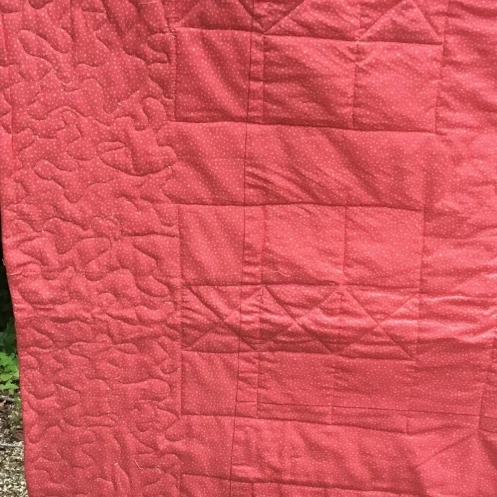 NWT. Hand Crafted Green/Orange/Cream Quilt